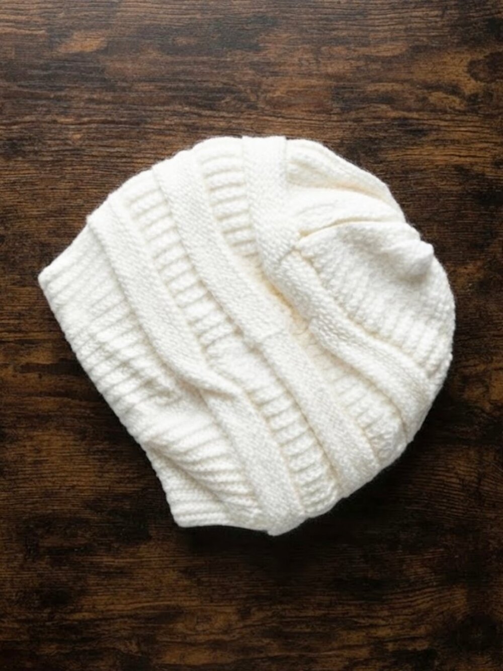 Cream Knit Beanie Hat - Cozy Winter Accessory